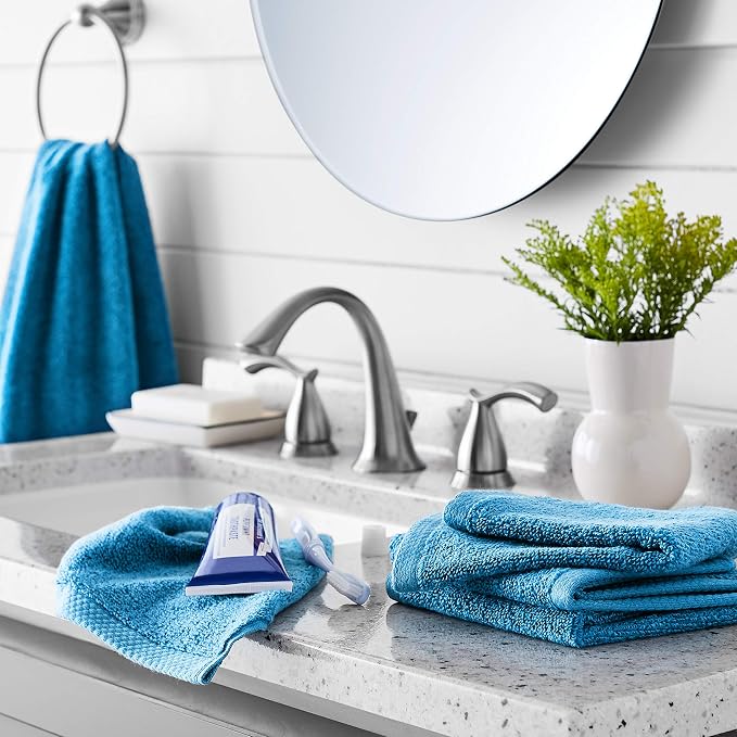 Amazon Basics Soft Cotton Washcloths, Lake Blue - Image 7