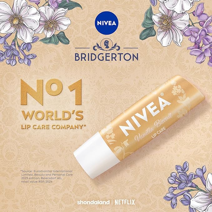 NIVEA Vanilla Biscuit Lip Balm, Nourishing Lip Care, Bridgerton Limited Edition - Image 5