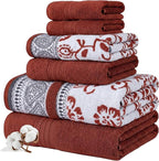 Modern Threads Floral Trail 6-Piece 100% Cotton Towel Set – Reversible Yarn by ModernThreads