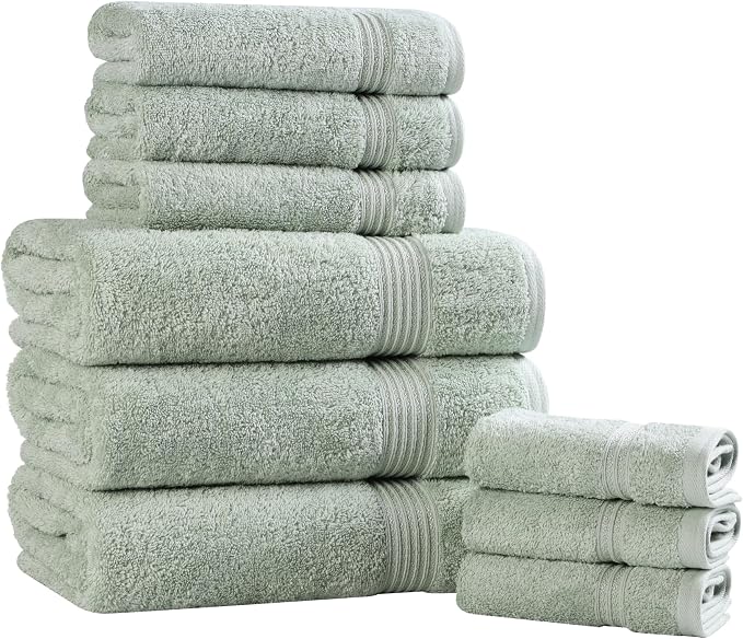 Superior Egyptian Cotton 9-Piece Towel Set, Guest Bath Decor Essentials - Image 2