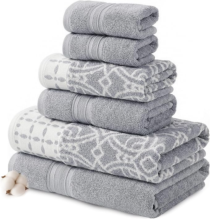 Modern Threads Monroe 6-Piece 100% Cotton Towel Set – Reversible Yarn Dyed by ModernThreads
