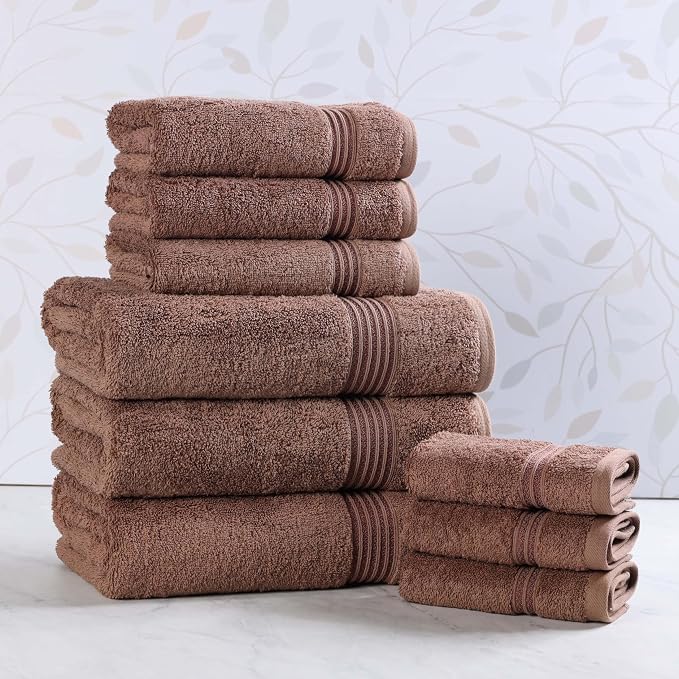 Superior Egyptian Cotton 9-Piece Towel Set, Guest Bath Decor Essentials by SUPERIOR
