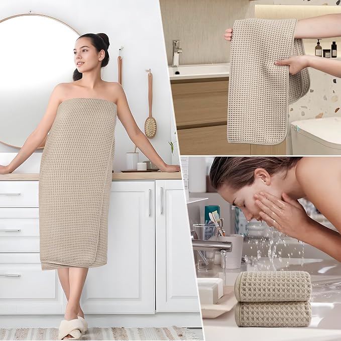 POLYTE 430 GSM Microfiber Quick Dry Lint Free Oversize Bath Towel Set, 6 Piece - Image 5
