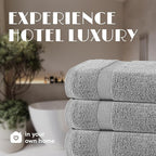 White Classic Wealuxe Light Gray Bath Towels 24x50 Inch, Cotton Towel Set - Image 7