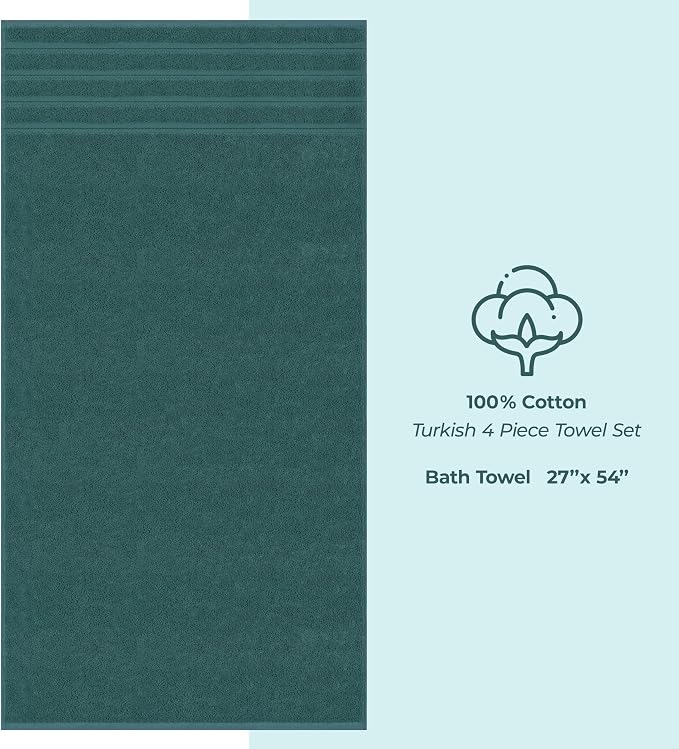 American Soft Linen Luxury 4 Piece Bath Towel Set, 600 GSM 100% Cotton Turkish - Image 4