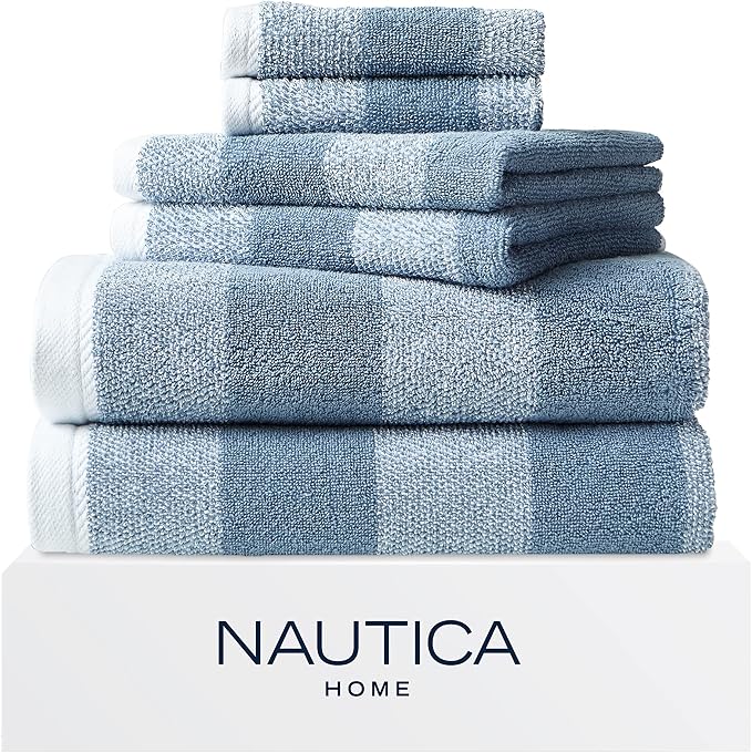 Nautica - Bath Towel Set, Cotton Bath, Hand & Washcloths, Absorbent & Quick-Dry by Nautica