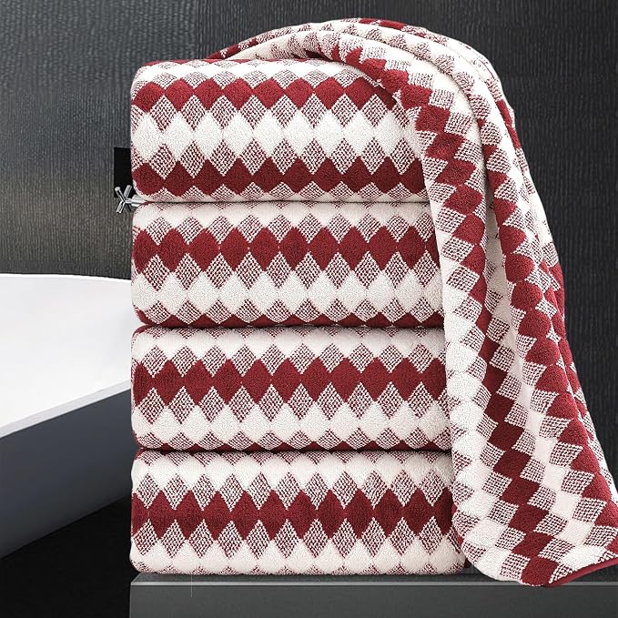 4 Piece Bath Towel Set Oversized Bath Sheet 35"x70" Bathroom Towel Extra Large by MAGGEA