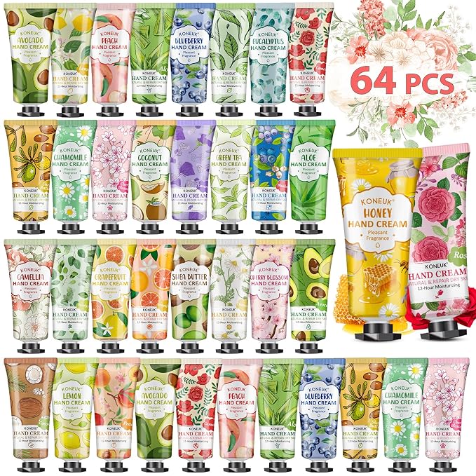 KONEUK 64 Pack Moisturizing Hand Cream Set, Mothers Day Gifts by KONEUK