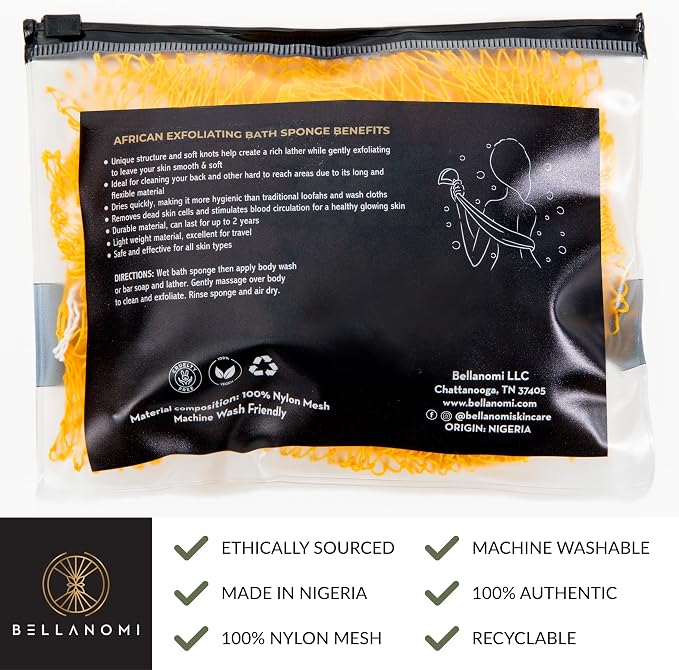 BELLANOMI African Exfoliating Net Sponge, Ethically sourced from Nigeria - Image 3