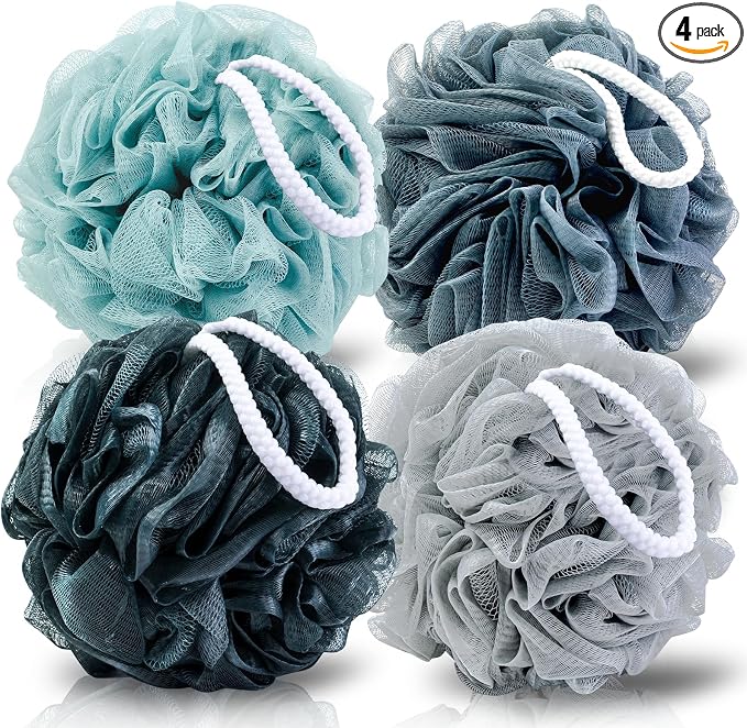 MTDLYICE Loofah Sponge XXL-100g 4 Pack, Bath Sponge Soft Mesh Shower Puff Loofah by MTDLYICE