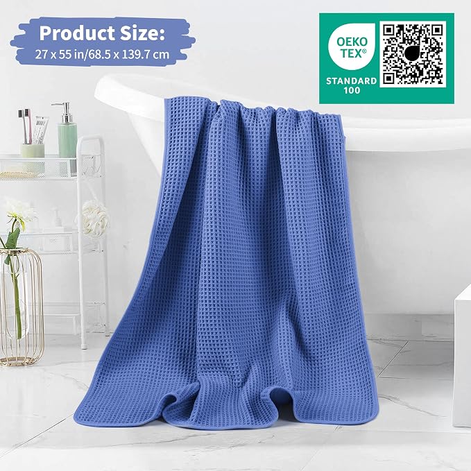 Microfiber Waffle Bath Towels, 4 Pieces, Fast Drying, Lint Free 430 GSM - Image 5