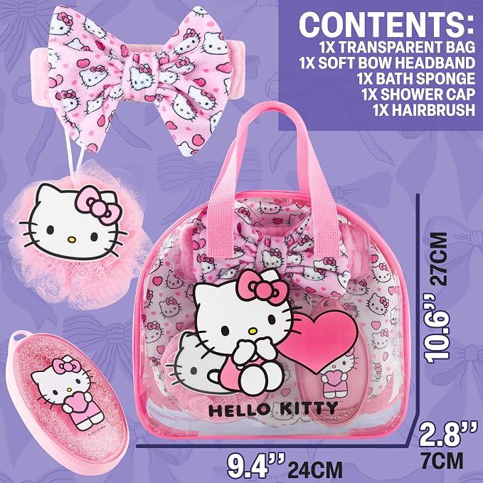 Hello Kitty Sanrio Shower Accessories Set, Kawaii Toiletry Bag - Image 6