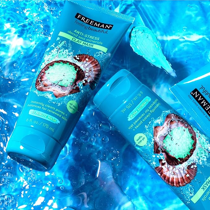 Freeman Anti-Stress Clay Mask, Dead Sea Mineral Face Mask, Lavender & Sea Salt - Image 5
