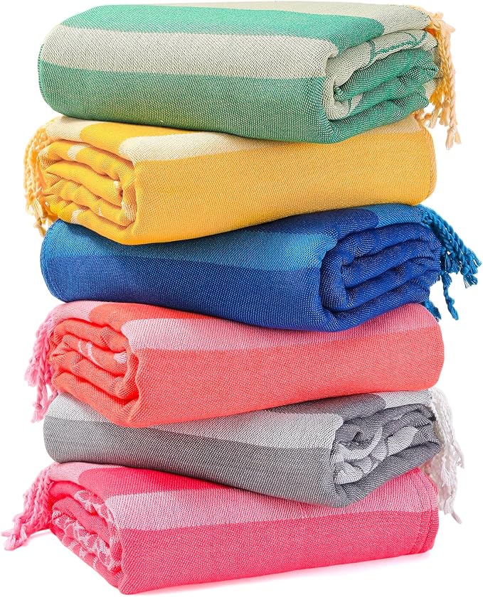 Genovega 6 Packs Oversized Turkish Beach Towels Set 74"x38" Extra Large Sand by genovega