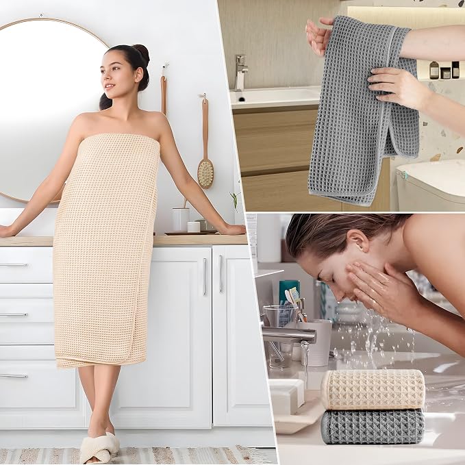 POLYTE 430 GSM Microfiber Quick Dry Lint Free Oversize Bath Towel Set, 6 Piece - Image 5