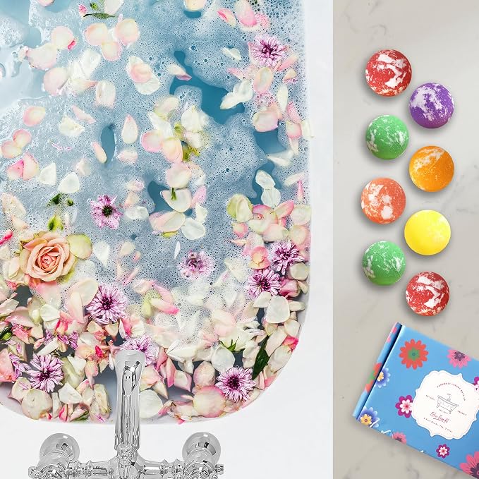 Bath Bombs Gift Set, 6 Large Natural Handmade Fruity & Floral Scent Bubble Bath - Image 4