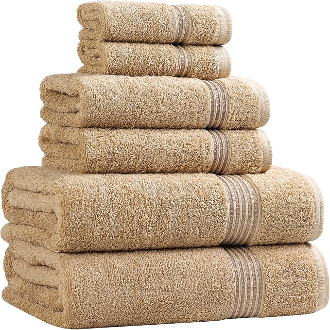 Superior Egyptian Cotton 6-Piece Towel Set, Bathroom Essentials, Towels by SUPERIOR