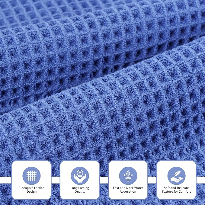 MICROFI New Microfiber Waffle Bath Towels, 3 Pieces, Fast Drying, Lint Free - Image 2