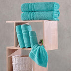 Hawmam Linen Teal Turquoise 6 Piece Bath Towels Set - Image 5