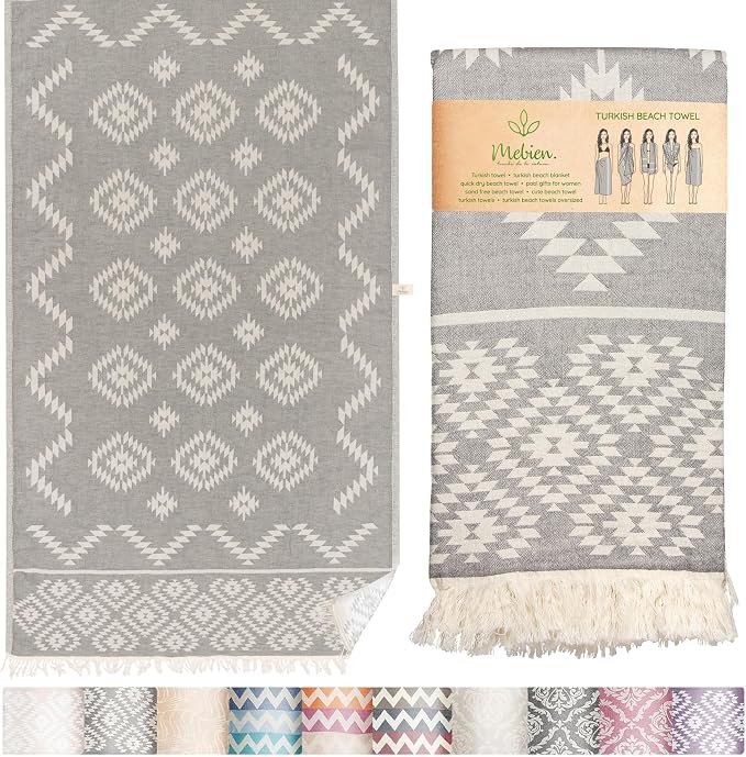 Premium Turkish Beach Towel – 35"x67" Lightweight Quick Dry Towel – 100% Cotton by MEBIENTOUCHEDELANATURE