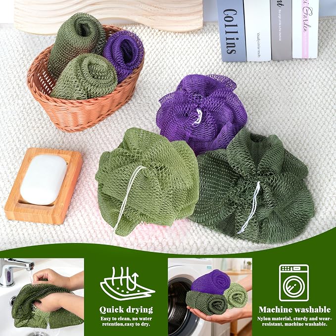 African Net Sponge Authentic, 3 Pieces Exfoliating Scrubber Bath Sponge - Image 5