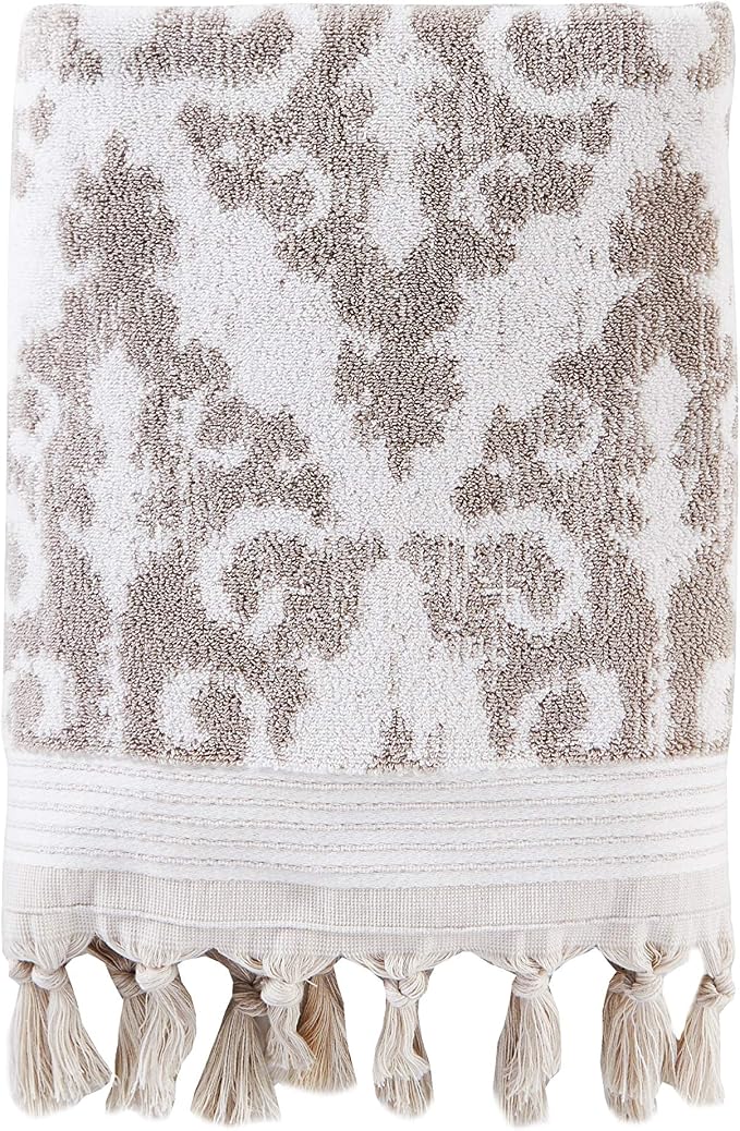SKL Home Mirage Fringe 100% Turkish Cotton Bath Towel, Taupe 54.00" x 28.00" by SKLHomebySaturdayKnightLtd