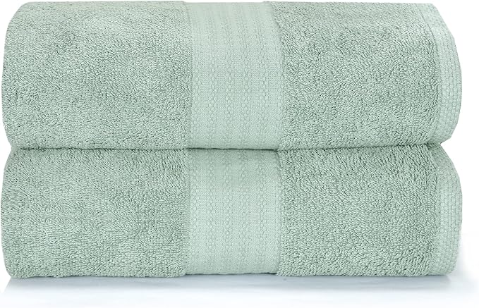 GLAMBURG Premium Cotton Oversized 2 Pack Bath Sheet 35x70-100% Pure Cotton by GLAMBURG