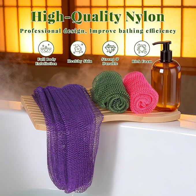 African Net Sponge Authentic, 3 Pieces Exfoliating Scrubber Bath Sponge - Image 6