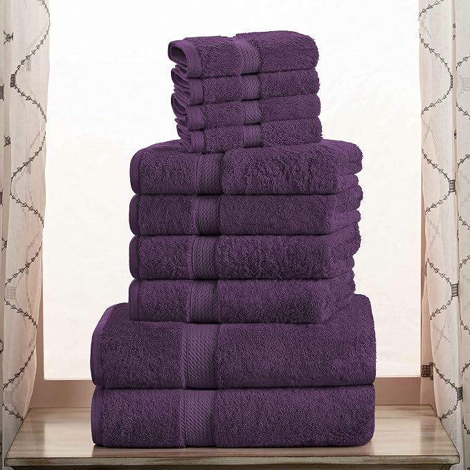 SUPERIOR Egyptian Cotton Pile 10 Piece Towel Set, Includes 2 Bath, 4 Hand - Image 2