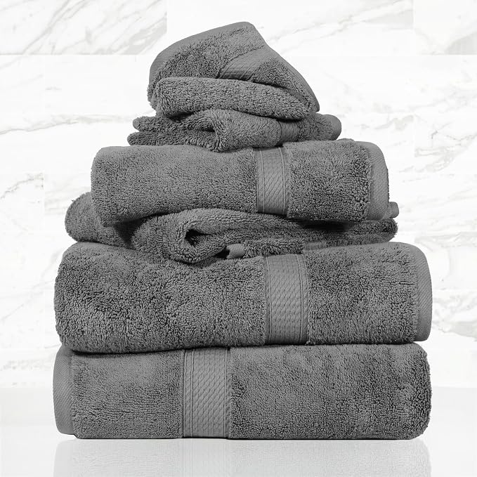 SUPERIOR Egyptian Cotton Pile 6 Piece Towel Set, Includes 2 Bath, 2 Hand - Image 2