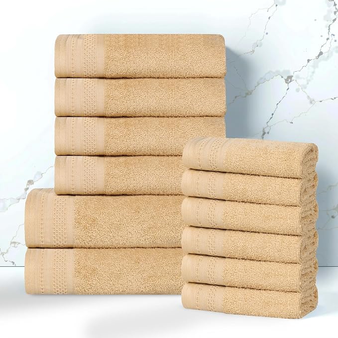 Superior Honeycomb 100% Cotton 500 GSM 12 Piece Bath Towel Set, 6 Washcloths - Image 2
