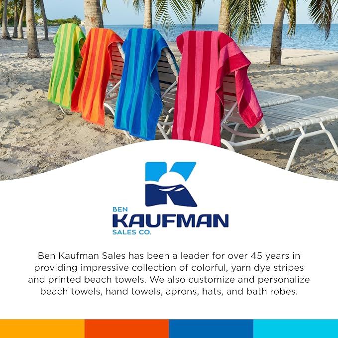 Kaufman - Soft Oversized Beach Towels in Bulk | 29" x 58" Velour Striped Towel - Image 8