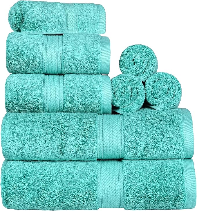 SUPERIOR Egyptian Cotton Pile 8 Piece Towel Set, Includes 2 Bath, 2 Hand - Image 2