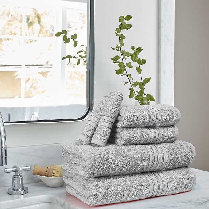 BOUTIQUO 6 Pack Cotton Towel Set, Contains 2 Bath Towels 28x55 inch, 2 Hand - Image 3