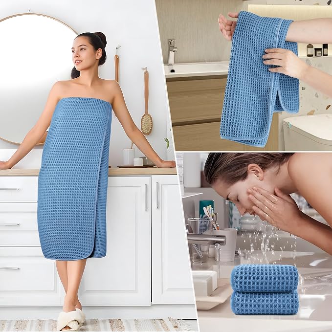 POLYTE 430 GSM Microfiber Quick Dry Lint Free Oversize Bath Towel Set, 6 Piece - Image 5