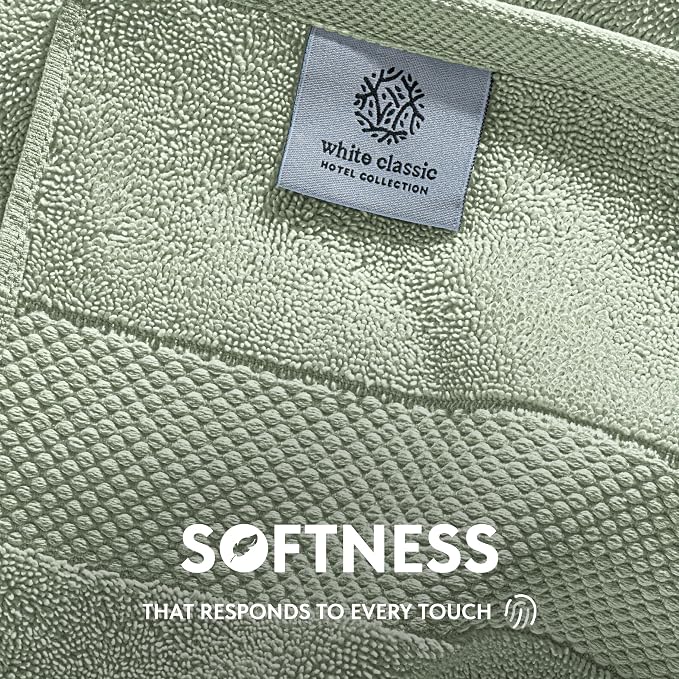 White Classic Luxury Light Green Hand Towels - Image 3