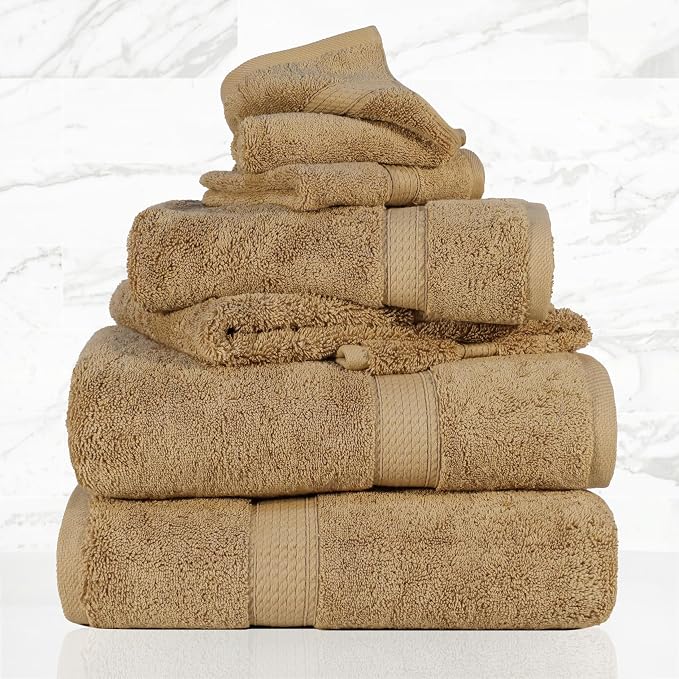 SUPERIOR Egyptian Cotton Pile 6 Piece Towel Set, Includes 2 Bath, 2 Hand - Image 2