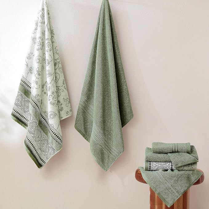 Modern Threads Floral Trail 6-Piece 100% Cotton Towel Set – Reversible Yarn - Image 2