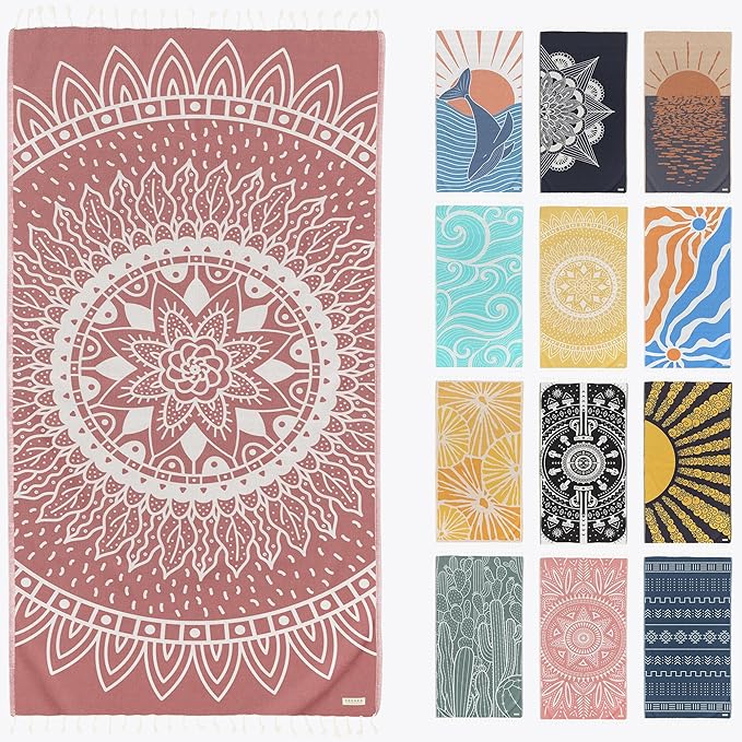 FESHKA Sand Proof Turkish Beach Towel – Oversized, Quick Dry & Lightweight by FESHKA