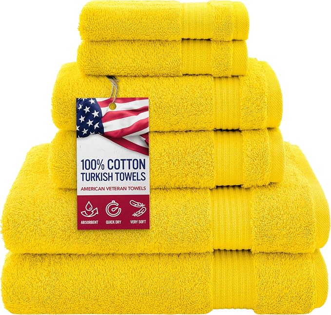 American Veteran Towel, 100% Cotton Turkish 6 Piece Towel Set, Luxury Towels by AmericanVeteranTowel