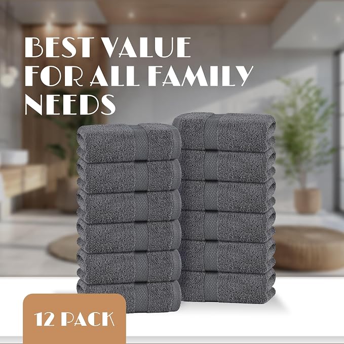 White Classic Dark Gray Washcloths Set - Image 4