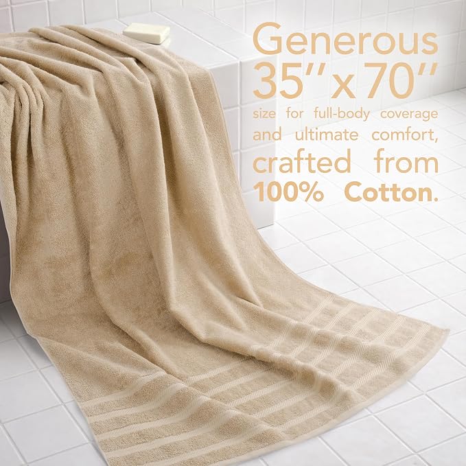 American Soft Linen 35x70 Jumbo Large Bath Towel, 600 GSM 100% Cotton Turkish - Image 2