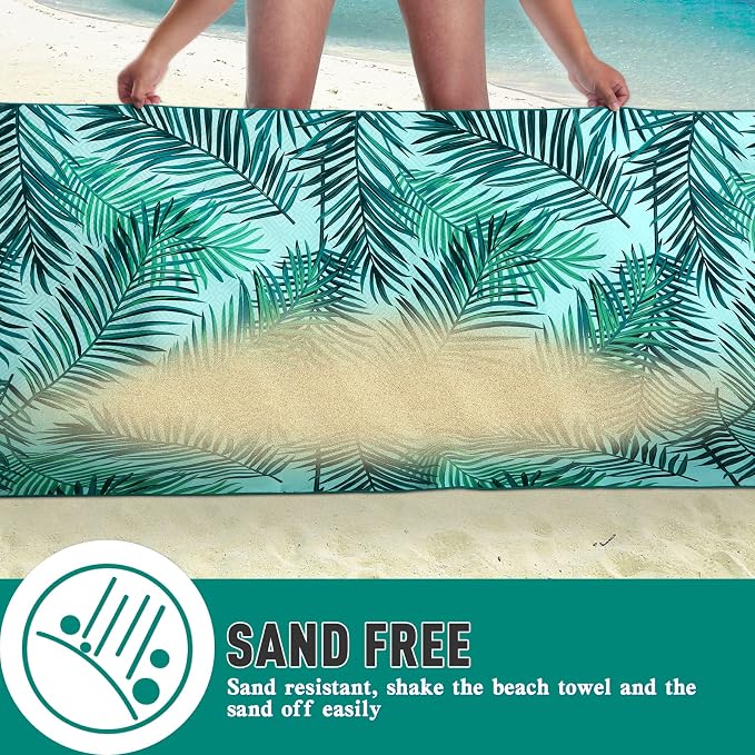 2 Pack Microfiber Beach Towel, Oversized Pool Towel 75”x 35”, Sand-Free Quick - Image 2