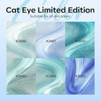 modelones Cat Eye Gel Nail Polish Set, 6 Colors Light Baby Blue Green 9D Cat - Image 8