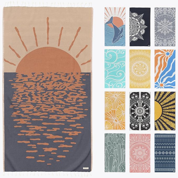 FESHKA Sand Free Turkish Beach Towel Quick Dry Bath Towel, Oversized Beach by FESHKA