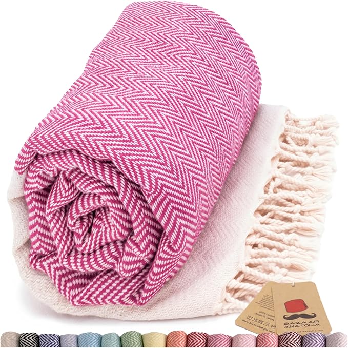 Bazaar Anatolia Turkish Beach Towel 100% Cotton Bath Towels 71x39 Quick Dry by BazaarAnatolia