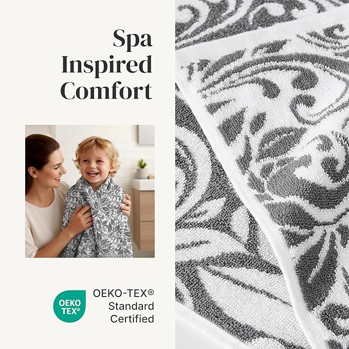Modern Threads Botanical Vine 6-Piece 100% Cotton Towel Set – Reversible Yarn - Image 4