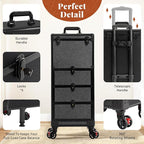 Rolling Makeup Train Case with 3 Drawers, Nail Trolley Cart Salon Station - Image 8