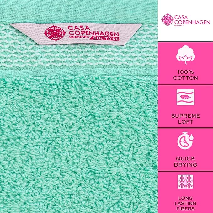 CASA COPENHAGEN Solitaire 6Pcs 100% Egyptian Cotton Large Designer Towels Gift - Image 2