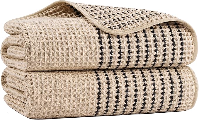 MICROFI New Microfiber Waffle Bath Towels, 2 Pieces, Fast Drying, Lint Free 430 by Unknown